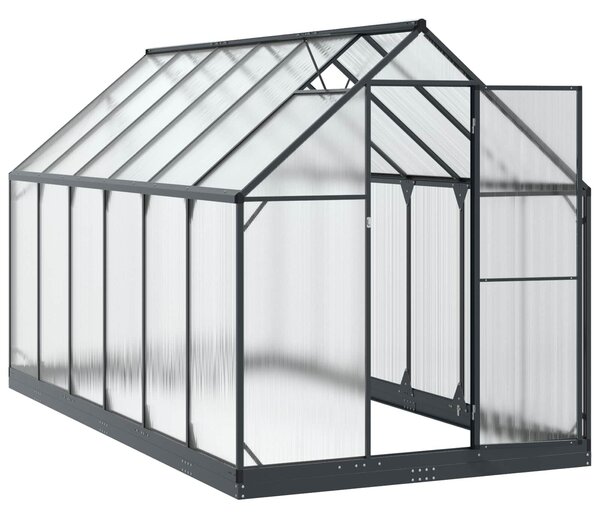 VidaXL Kerti Üvegház ajtóval Antracitszürke 183,5 x 363,5 x 207 cm