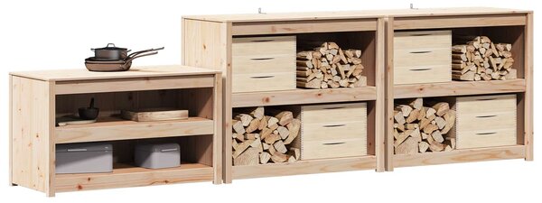 VidaXL Kültéri konyhaszekrény MEPPEL 3 pcs Természetes Douglas