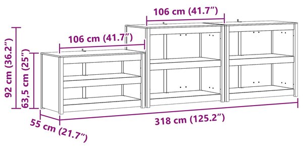 VidaXL Kültéri konyhaszekrény MEPPEL 3 pcs Természetes Douglas