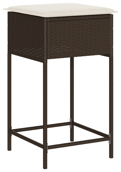 9 részes barna polyrattan kerti bárszett párnákkal