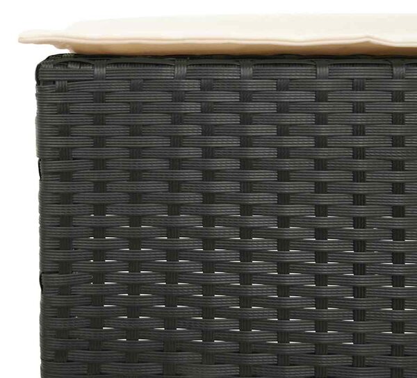 5 részes fekete polyrattan kerti bárszett párnával