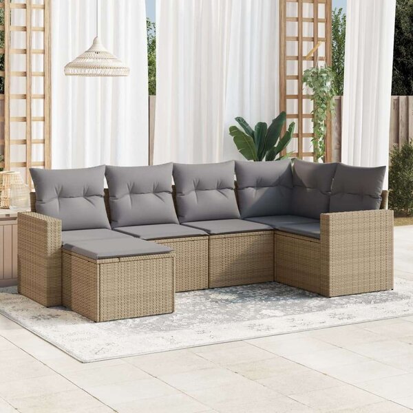 VidaXL Polyrattan Kerti Ülőgarnitúra - 6 részes - Bézs