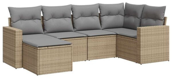 VidaXL Polyrattan Kerti Ülőgarnitúra - 6 részes - Bézs