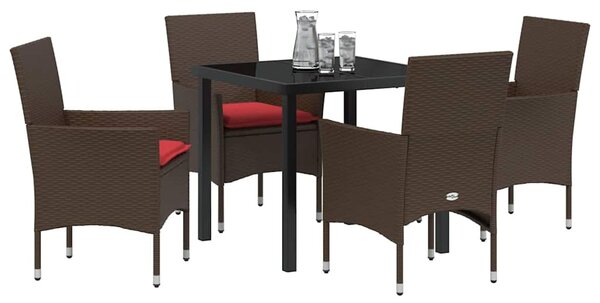 Asztal és szék szett 5 db Barna és Piros PE Rattan