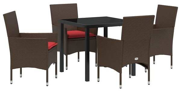 Asztal és szék szett 5 db Barna és Piros PE Rattan