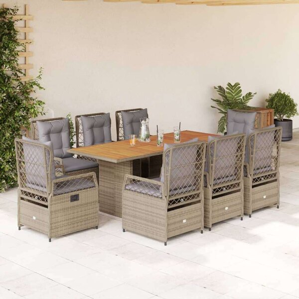VidaXL Kerti Étkezőgarnitúra - Polyrattan - 9 részes - Bézs