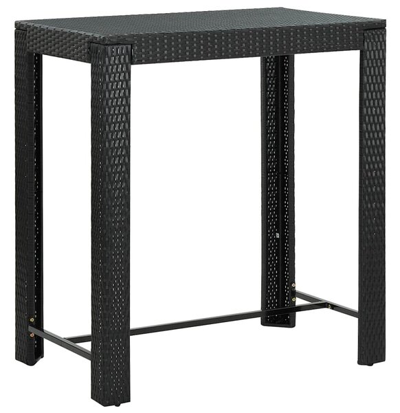 5 részes fekete polyrattan kerti bárszett párnával