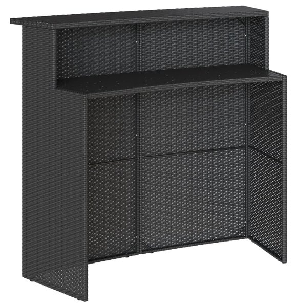 5 részes fekete polyrattan kerti bárszett párnával