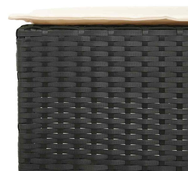 7 részes fekete polyrattan kerti bárszett párnákkal