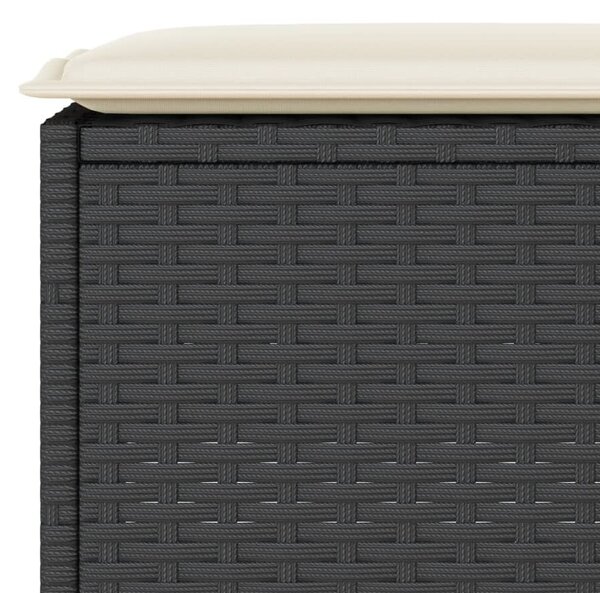 5 részes fekete polyrattan kerti bárszett párnával
