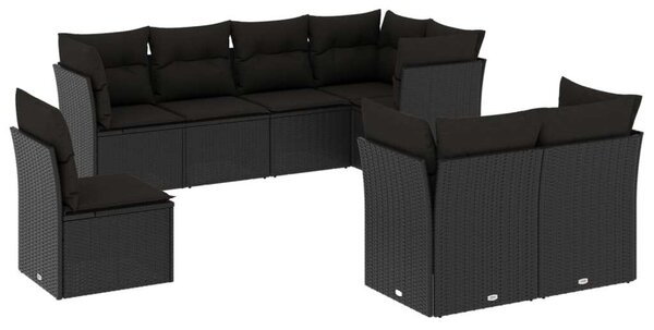 VidaXL Polyrattan Kerti Ülőgarnitúra - 8 részes - Fekete