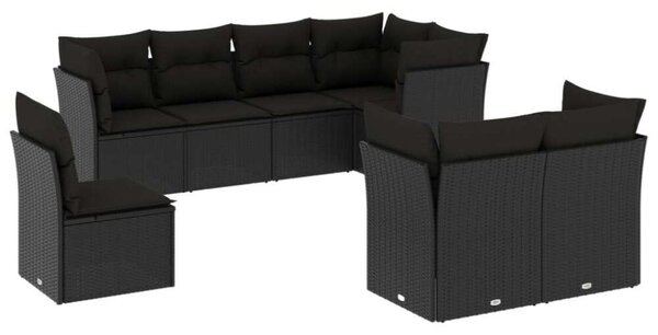 VidaXL Polyrattan Kerti Ülőgarnitúra - 8 részes - Fekete