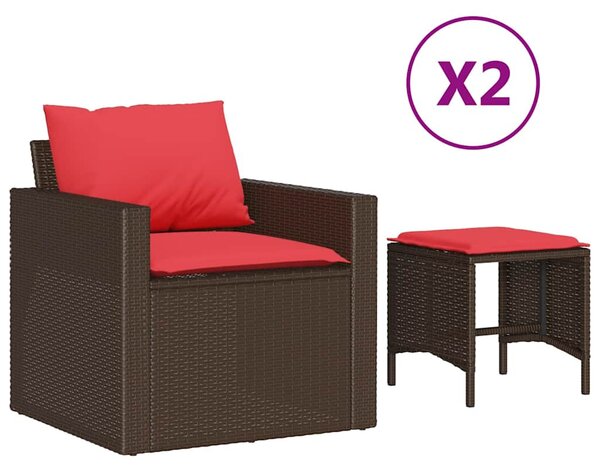 4 részes barna polyrattan kerti ülőgarnitúra párnákkal