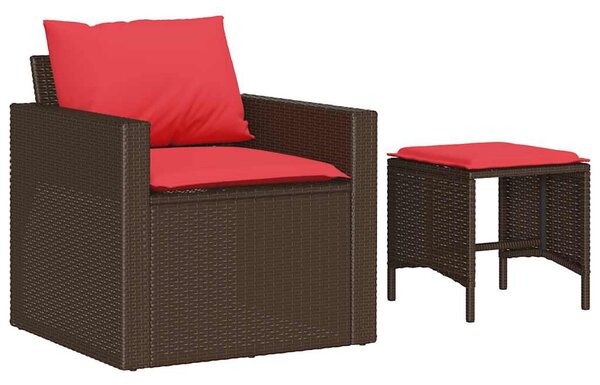 4 részes barna polyrattan kerti ülőgarnitúra párnákkal