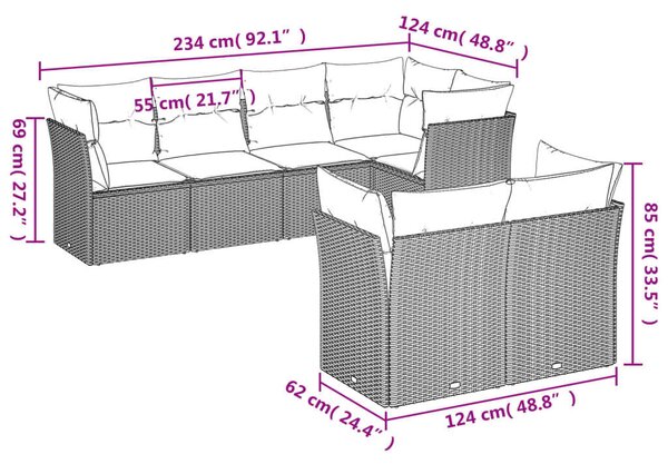 VidaXL Polyrattan Kerti Ülőgarnitúra - 7 részes, Barna