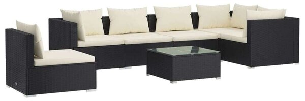 VidaXL Kerti Ülőgarnitúra - 7 részes - Fekete Polyrattan