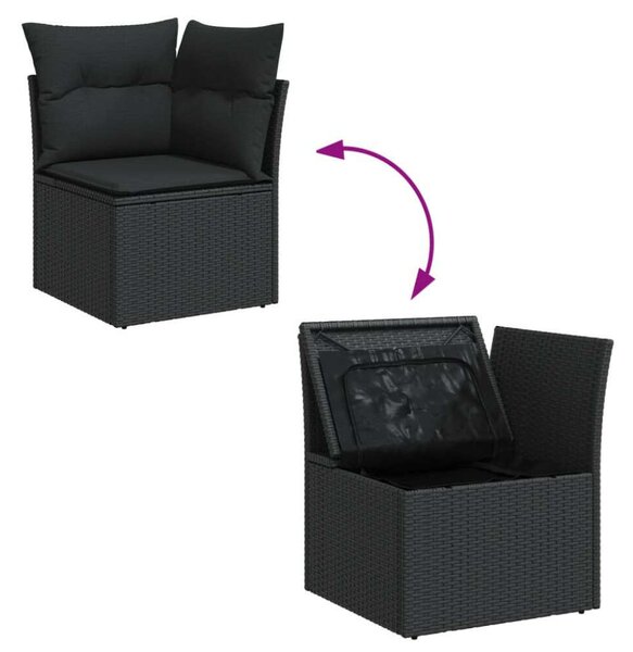VidaXL Polyrattan Kerti Ülőgarnitúra - 10 részes - Fekete