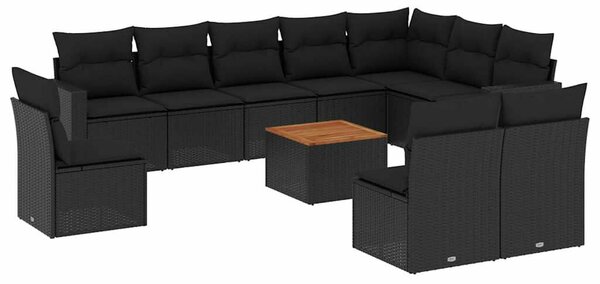 VidaXL Polyrattan Kerti Ülőgarnitúra - 11 részes - Fekete