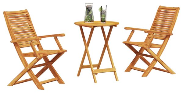 Összecsukható Bistro Szett 3 pcs Barna Tömör Akácfa