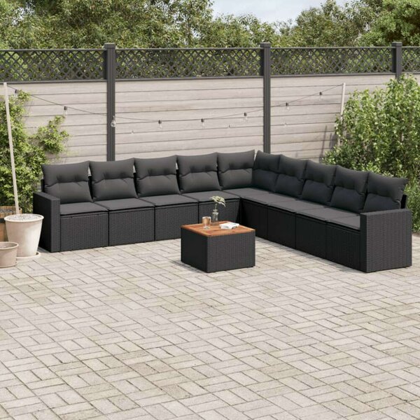 VidaXL Polyrattan Kerti Ülőgarnitúra - 10 részes - Fekete