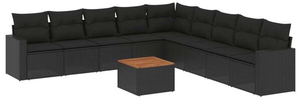 VidaXL Polyrattan Kerti Ülőgarnitúra - 10 részes - Fekete