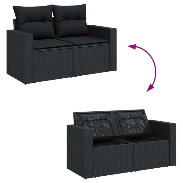 VidaXL Polyrattan Kerti Ülőgarnitúra - 10 részes - Fekete