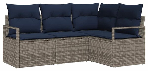 Kanapé Szett párnával 4 pcs Szürke polirattan