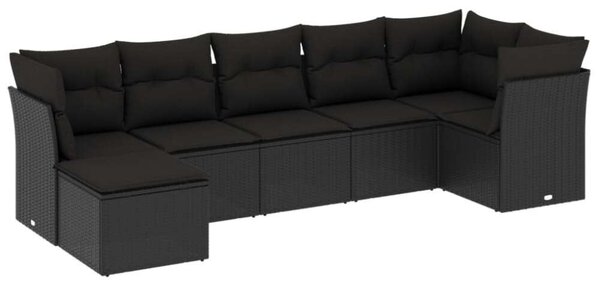 VidaXL Polyrattan Kerti Ülőgarnitúra - 7 részes - Fekete