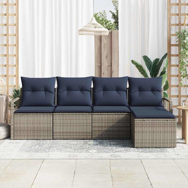 Kanapé Szett 5 pcs Szürke polirattan