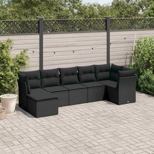 VidaXL Polyrattan Kerti Ülőgarnitúra - 7 részes - Fekete