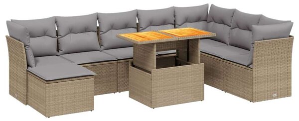 VidaXL Polyrattan Kerti Ülőgarnitúra - 9 részes - Bézs