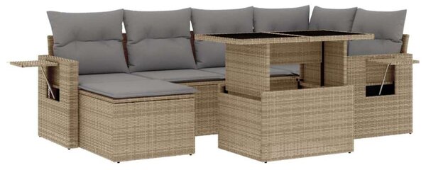 VidaXL Polyrattan Kerti Ülőgarnitúra - 7 részes - Bézs