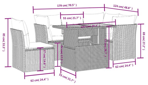 VidaXL Polyrattan Kerti Ülőgarnitúra - 5 részes - Bézs