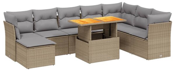 VidaXL Polyrattan Kerti Ülőgarnitúra - 9 részes - Bézs