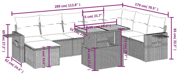 VidaXL Polyrattan Kerti Ülőgarnitúra - 9 részes - Bézs