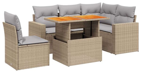 VidaXL Polyrattan Kerti Ülőgarnitúra - 6 részes - Bézs
