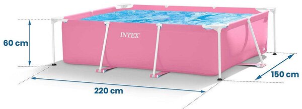 INTEX Metal medence 220 x 150 x 60 cm, rózsaszín (28266)