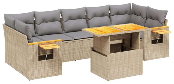 VidaXL Polyrattan Kerti Ülőgarnitúra - 8 részes - Bézs