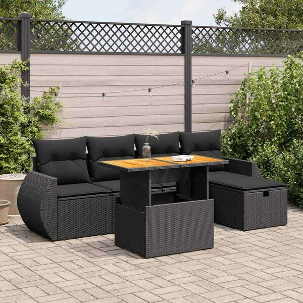 VidaXL Polyrattan Kerti Ülőgarnitúra - 6 részes - Fekete