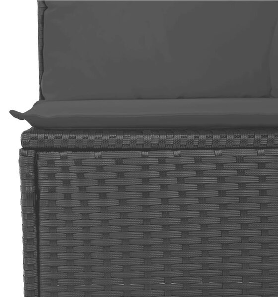 VidaXL 5 részes fekete polyrattan kerti kanapészett párnákkal