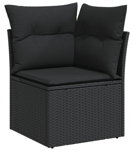 VidaXL 5 részes fekete polyrattan kerti kanapészett párnákkal