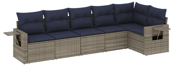 6 db szürke polyrattan kerti kanapégarnitúra párnákkal