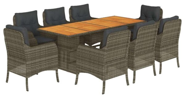 VidaXL Polyrattan Kerti Étkezőgarnitúra - 9 részes - Szürke