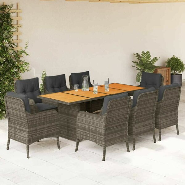 VidaXL Polyrattan Kerti Étkezőgarnitúra - 9 részes - Szürke