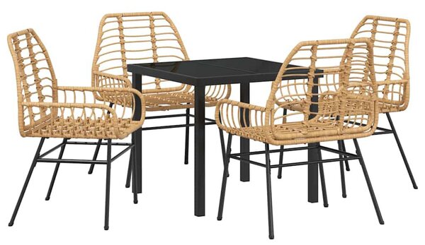 Kert étkező szett 5 pcs Barna polirattan