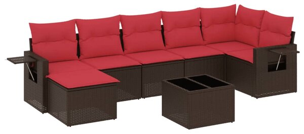 8 db barna polyrattan kerti kanapégarnitúra párnákkal