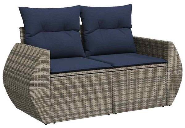 5 db szürke polyrattan kerti kanapégarnitúra párnákkal