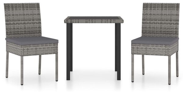 3 részes szürke polyrattan kerti étkezőgarnitúra