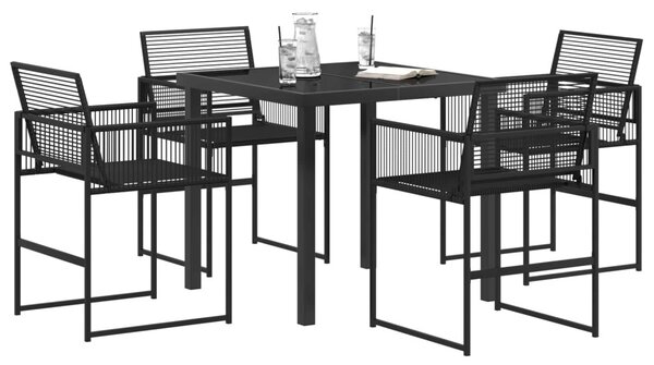 Kert étkező szett 5 pcs Fekete polirattan