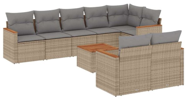 VidaXL Polyrattan Kerti Ülőgarnitúra - 9 részes, Bézs
